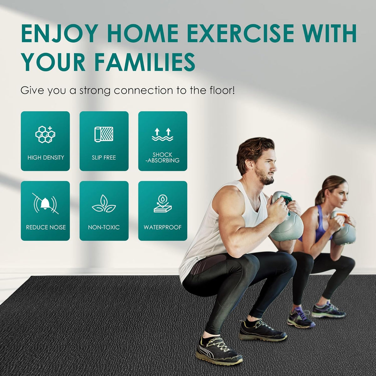 Extra Large Exercise Mat Non Slip Gym Flooring 8X4 Thick Workout Mat