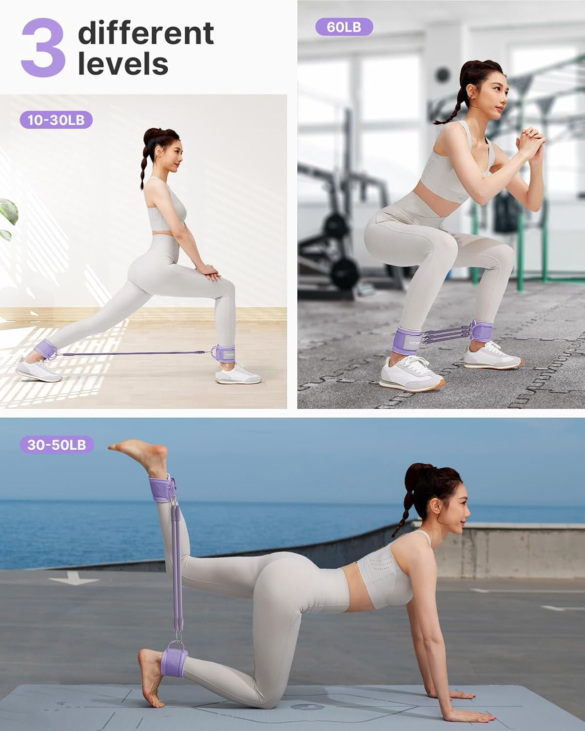 Ankle Resistance Bands with Cuffs, Adjustable Ankle Straps for Leg & Glute Workout, Butt Exercise Bands for Cable Machines Women, Perfect for Hip Fitness & Booty Training