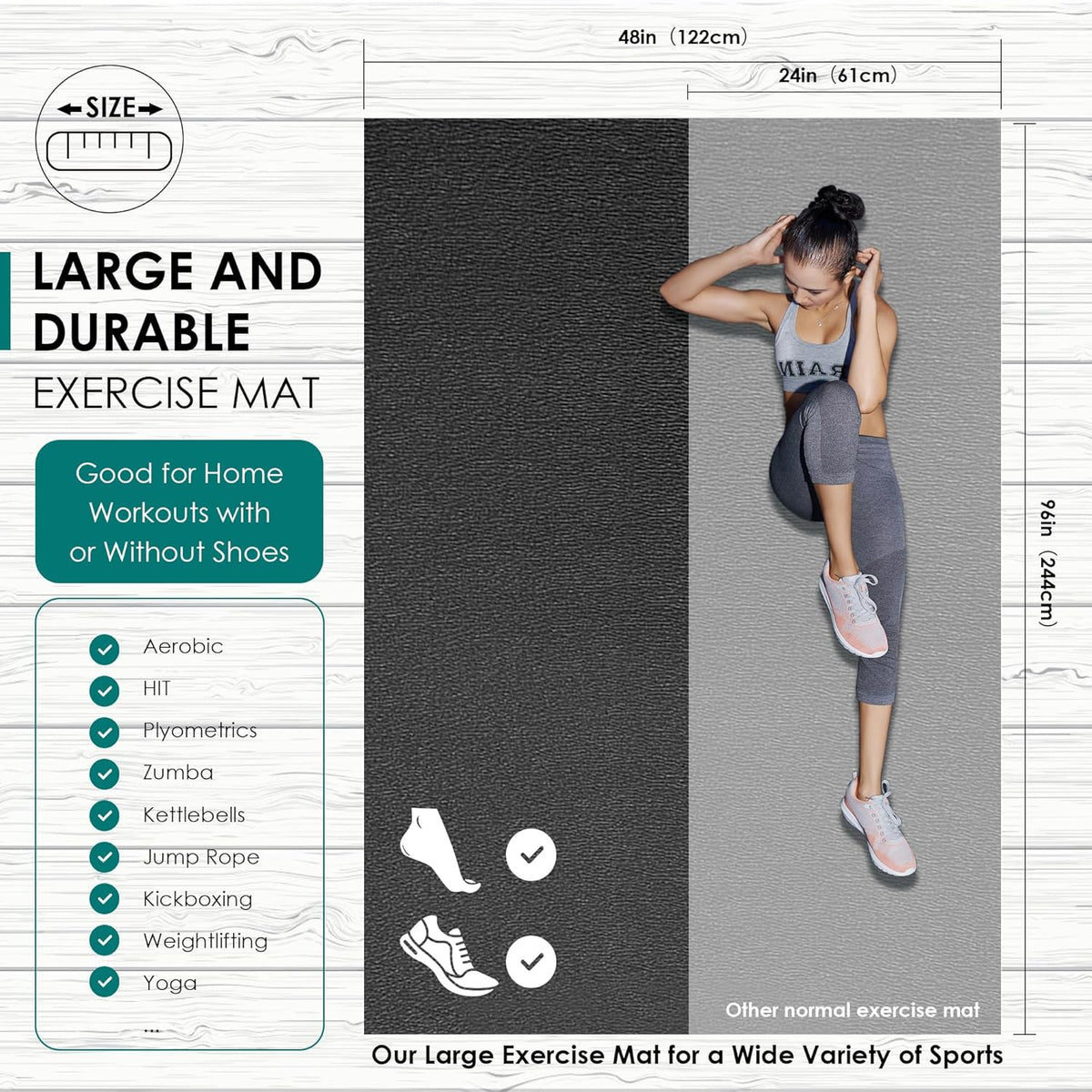 Extra Large Exercise Mat Non Slip Gym Flooring 8X4 Thick Workout Mat