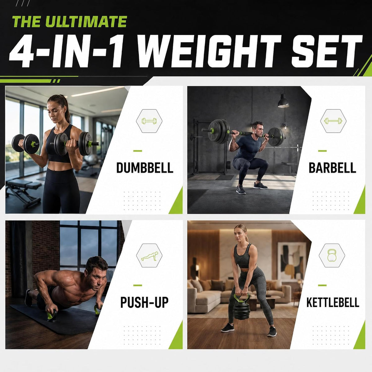 Adjustable Dumbbell Set 44/66/88 LB, at Home Weight Set with Anti-Roll Plates, PE Grip, ABS Coated Weights - Weights for Home Gym Convertible to Push-Up Stands, Barbells & Kettlebells for Women & Men