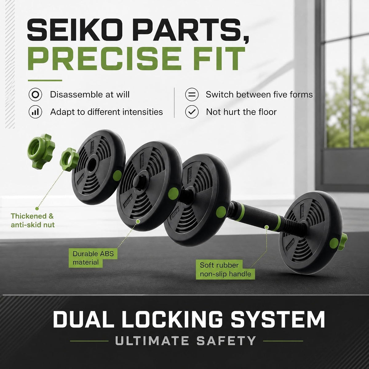Adjustable Dumbbell Set 44/66/88 LB, at Home Weight Set with Anti-Roll Plates, PE Grip, ABS Coated Weights - Weights for Home Gym Convertible to Push-Up Stands, Barbells & Kettlebells for Women & Men