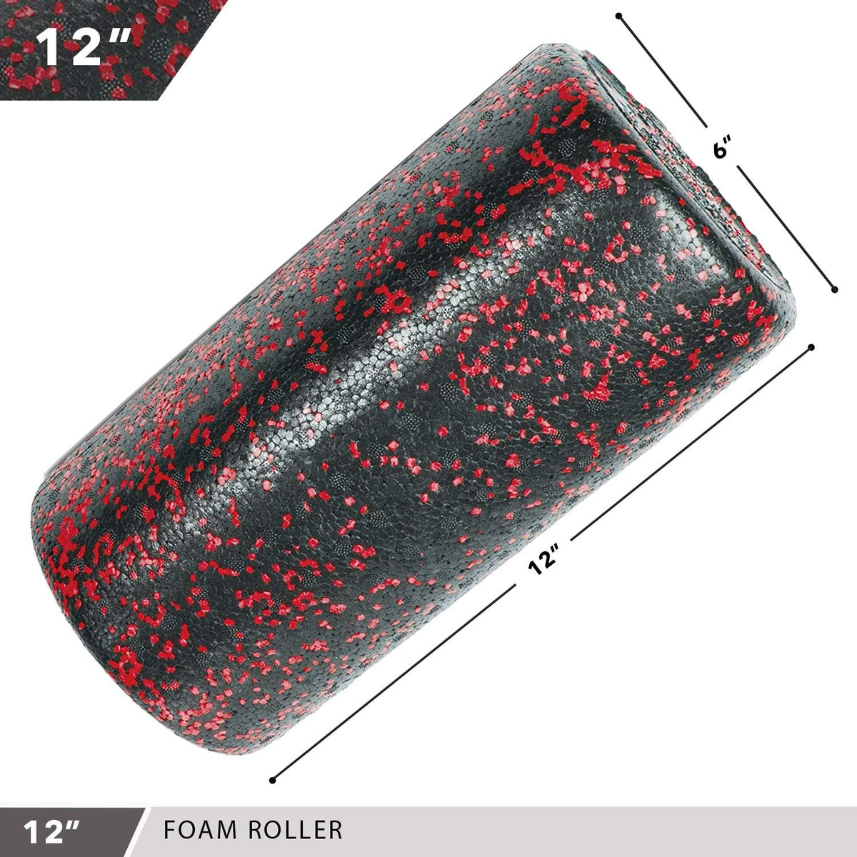 High Density Muscle Foam Rollers - Sports Massage Rollers for Stretching, Physical Therapy, Deep Tissue, Myofascial Release - Ideal for Exercise and Pain Relief - Speckled Red, 12”