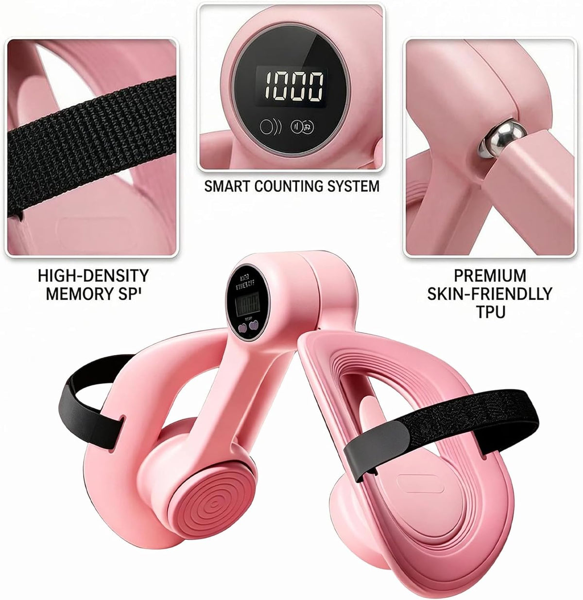 Thigh Trainer,360° Adjustable,Pelvic Floor Exercise Devices with Display Counter and Bandage,Leg Inner Thigh Trainer,Home Fitness Equipment for Hip, Leg, Arm