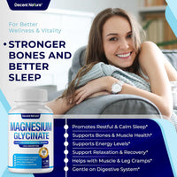 Magnesium Glycinate 500Mg Magnesium Supplement - Chelated for High Absorption & Bioavailability Support Sleep, Muscle, Bones, Cramps, Recovery & Energy, Vegan Non-Gmo 90 Capsules Pack of 1