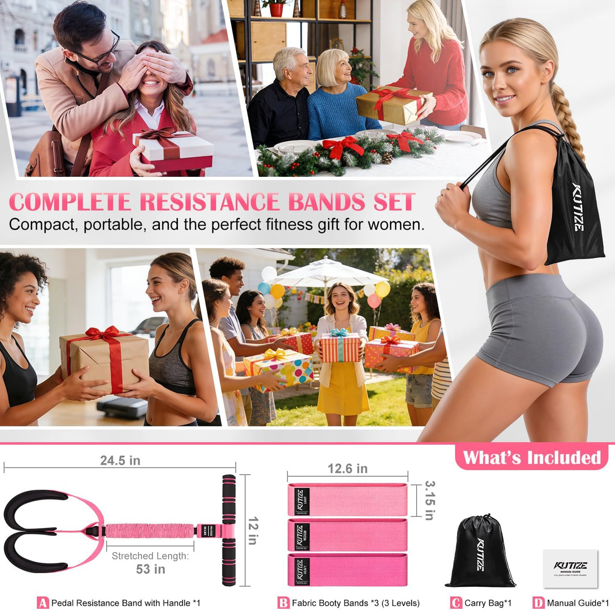 Booty Bands & Pedal Exercise Bands Resistance Bands Set for Women