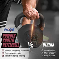 Yes4All Powder Coated Kettlebell, 9–88 Lb Cast Iron Weights