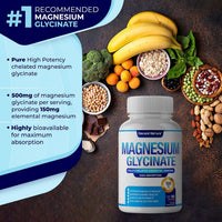 Magnesium Glycinate 500Mg Magnesium Supplement - Chelated for High Absorption & Bioavailability Support Sleep, Muscle, Bones, Cramps, Recovery & Energy, Vegan Non-Gmo 90 Capsules Pack of 1