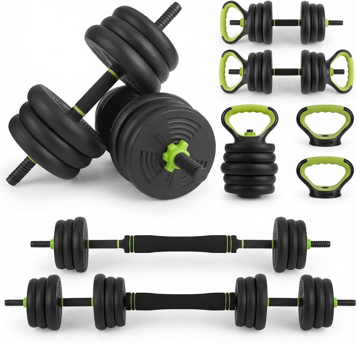 Adjustable Dumbbell Set 44/66/88 LB, at Home Weight Set with Anti-Roll Plates, PE Grip, ABS Coated Weights - Weights for Home Gym Convertible to Push-Up Stands, Barbells & Kettlebells for Women & Men