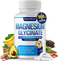 Magnesium Glycinate 500Mg Magnesium Supplement - Chelated for High Absorption & Bioavailability Support Sleep, Muscle, Bones, Cramps, Recovery & Energy, Vegan Non-Gmo 90 Capsules Pack of 1