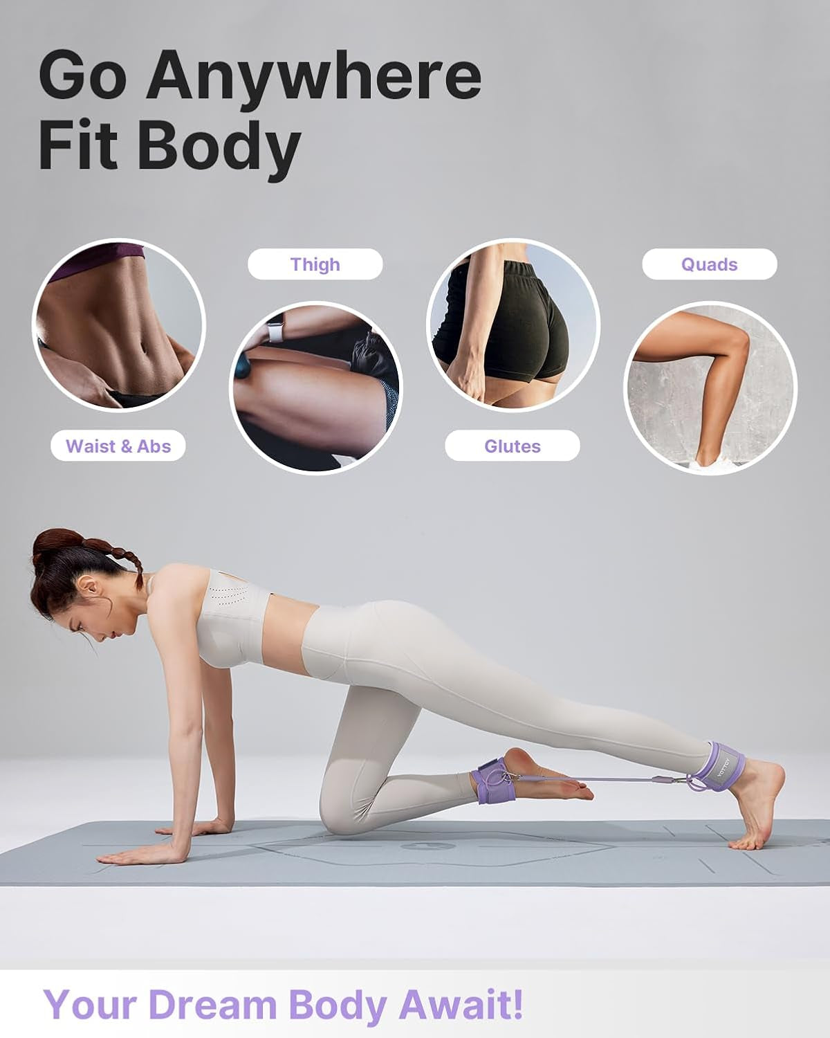 Ankle Resistance Bands with Cuffs, Adjustable Ankle Straps for Leg & Glute Workout, Butt Exercise Bands for Cable Machines Women, Perfect for Hip Fitness & Booty Training