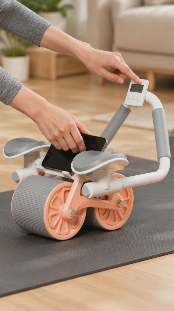 Setting the timer and phone holder on The Abdominal Wheel