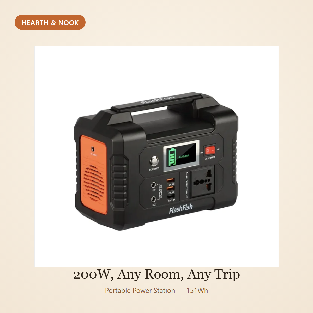 FlashFish 200W Portable Power Station by Hearth & Nook