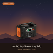 FlashFish 200W Portable Power Station under the stars by Hearth & Nook